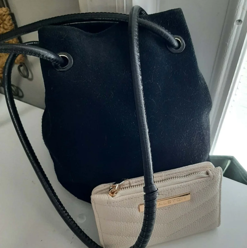 HALSTON "Alism" Suede Bucket 2 Pc Set - Picture 2 of 16